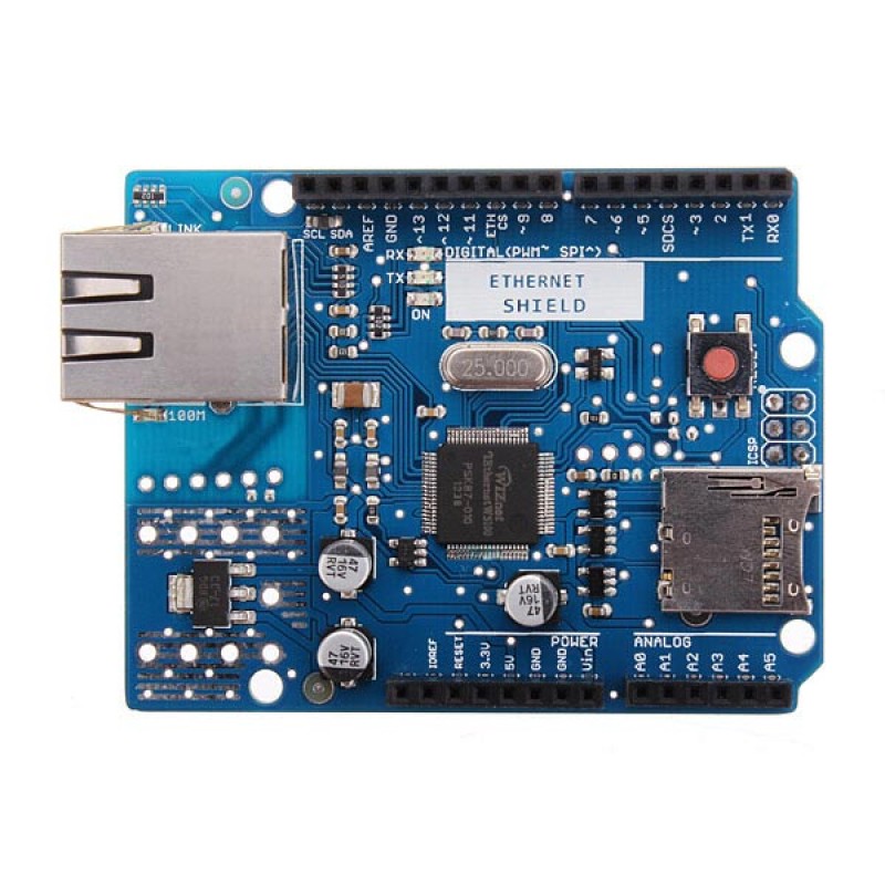 Shield Ethernet W5100 Pour Arduino UNO R3, Mega 2560, 1280 - Connexion Internet, Port Micro-SD - Compatible Bibliothèque Officielle Arduino
